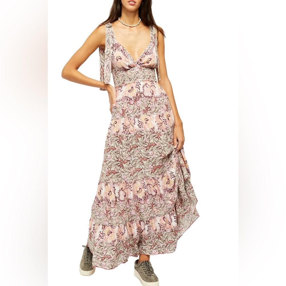 FREE PEOPLE Let’s Smock About It tiered maxi dress